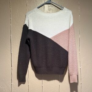 Colorblock Sweater - White, Pink, and Black
